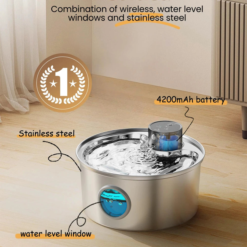 Cat Dog Pet Drink Water Fountain Rechargeable Automatic Water Feeder Motion Sensor Bowl
